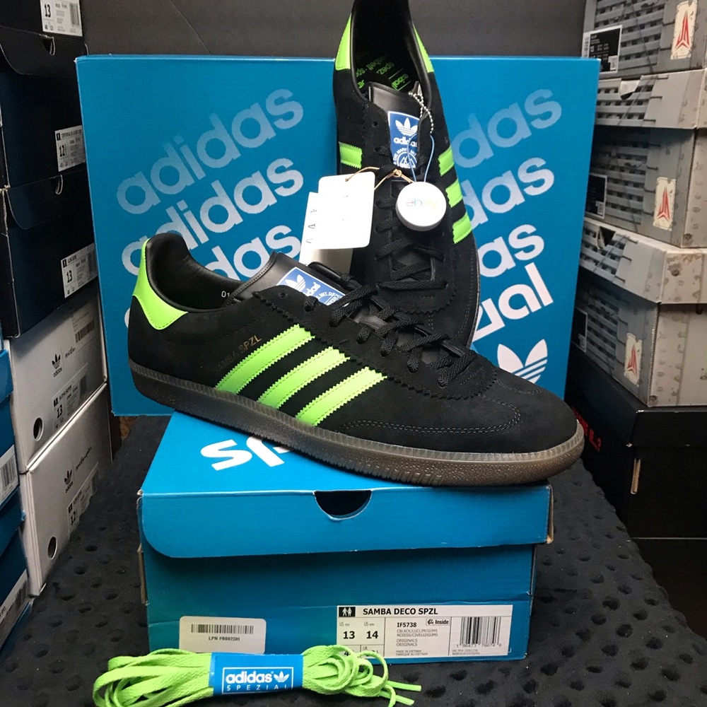 adidas Originals Samba Deco SPZL Black/Lucid Lime 13M IF5738 NWT DS OG BOX - Picture 5 of 14